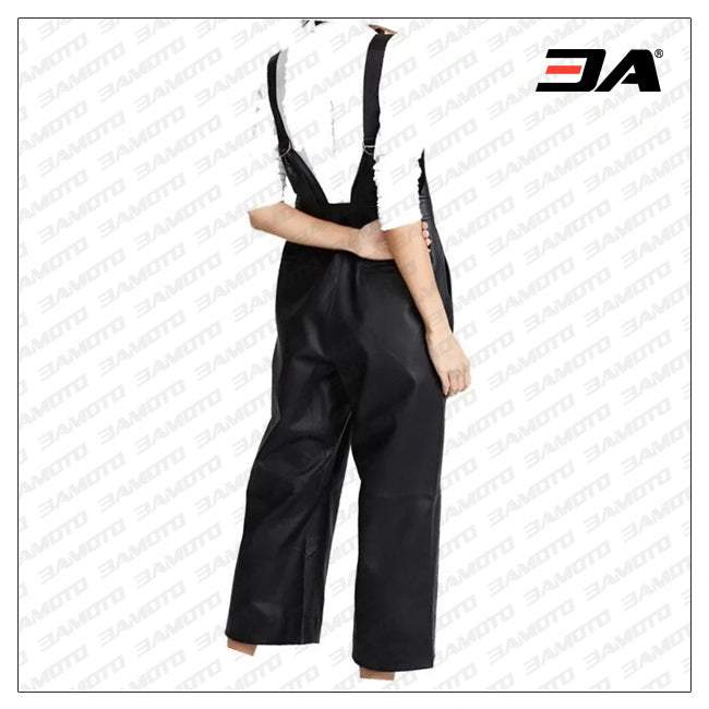 Womens Black Leather Jumpsuit