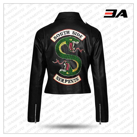 Women's Southside Serpents leather jacket from Riverdale with iconic design, perfect for fans and cosplayers - Fashion Leather Jackets USA - 3AMOTO
