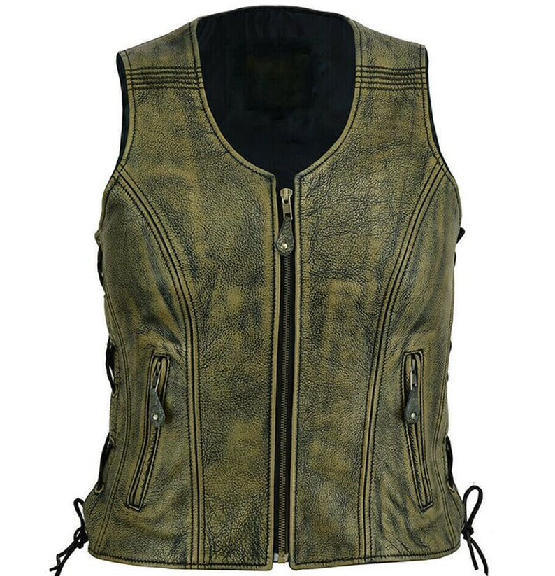 Distressed leather sale motorcycle vest