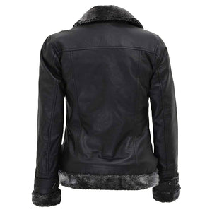 womens shearling black leather jacket