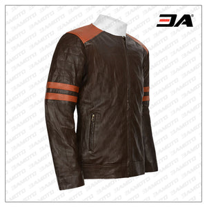 Brown Leather Fighter Jacket