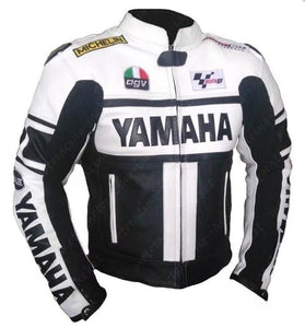 yamaha motorcycle white leather racing jacket