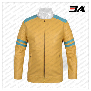 Yellow Leather Fighter T-shirt Jacket